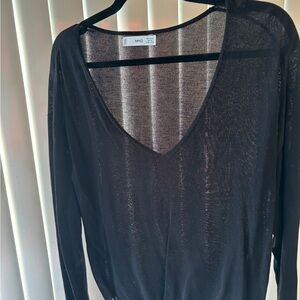 MNG long sleeve black light knit sweater.